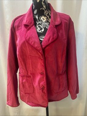 Cato Deep Pink Cotton Corduroy Velvet Blazer Jacket Women 18 / 20 2X